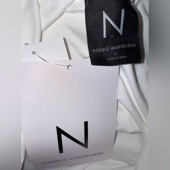 Naked Wardrobe NWT SMOOTH SCOOPED TANK BODYSUIT in White Size M - Picture 6 of 6